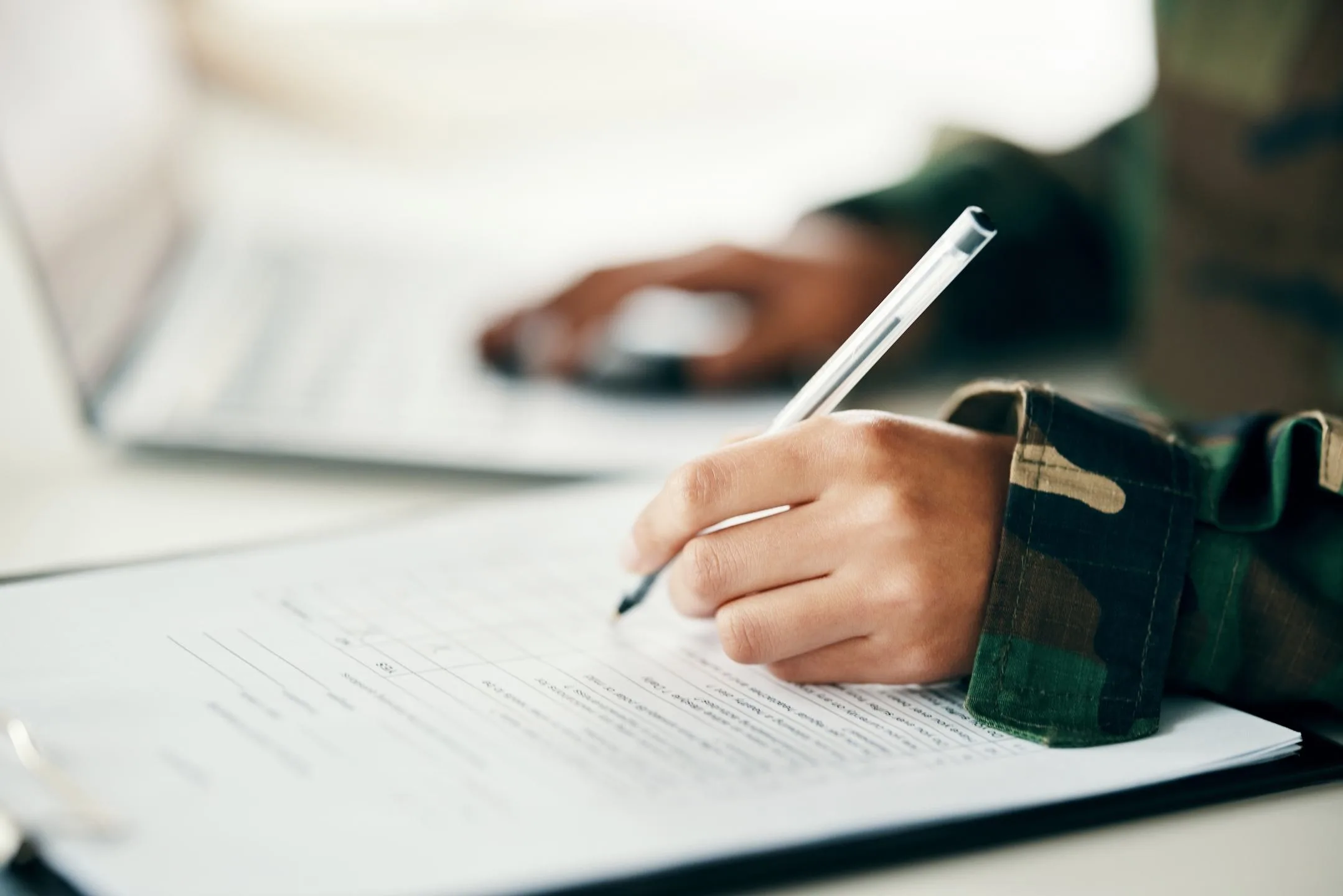 Sign,,Contract,Or,Hands,Writing,On,Army,Application,,Paper,Or